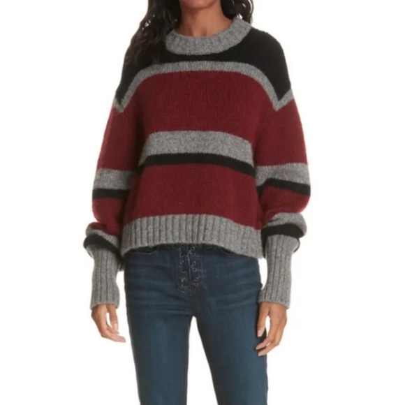 Veronica Beard Magda Stripe Alpaca and Merino Wool Blend Sweater - Picture 1 of 13